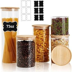 Lifesence multiple size glass storage containers with lids and labels NWOT